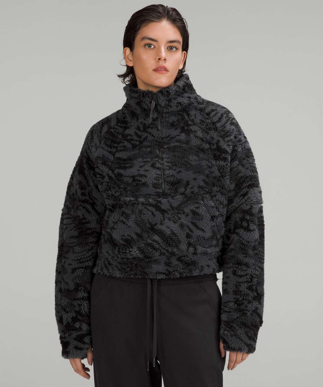 Lululemon Scuba Oversized Fleece Funnel Neck *Jacquard - Liquidize Camo  Jacquard Dark Carbon Black - lulu fanatics