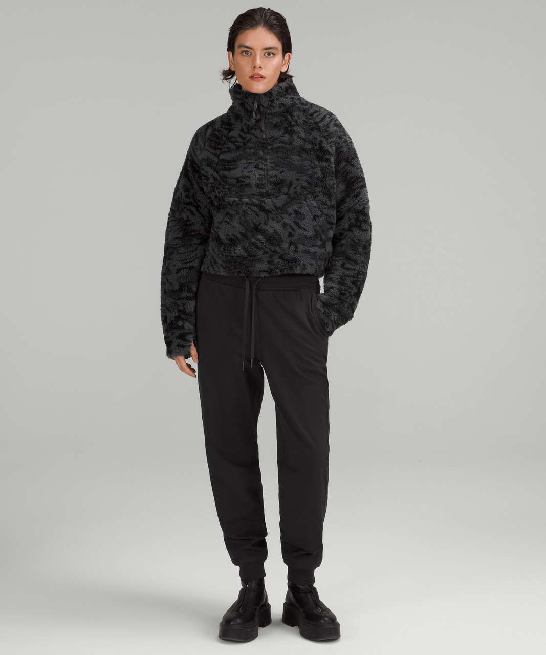 Lululemon Scuba Oversized Fleece Funnel Neck *Jacquard - Liquidize Camo Jacquard Dark Carbon Black