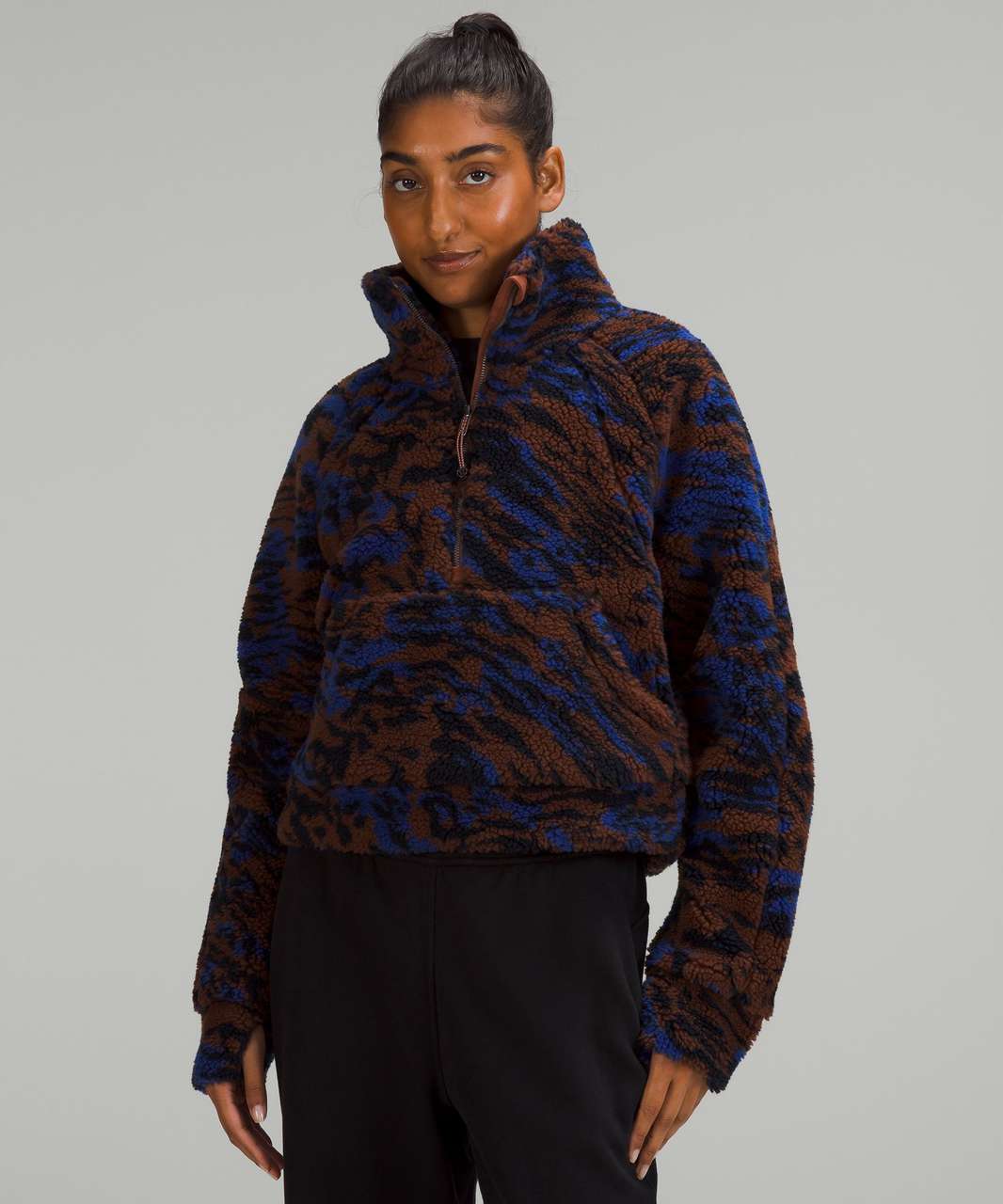 Lululemon Scuba Oversized Fleece Funnel Neck *Jacquard - Liquidize Camo Jacquard Ancient Copper True Navy