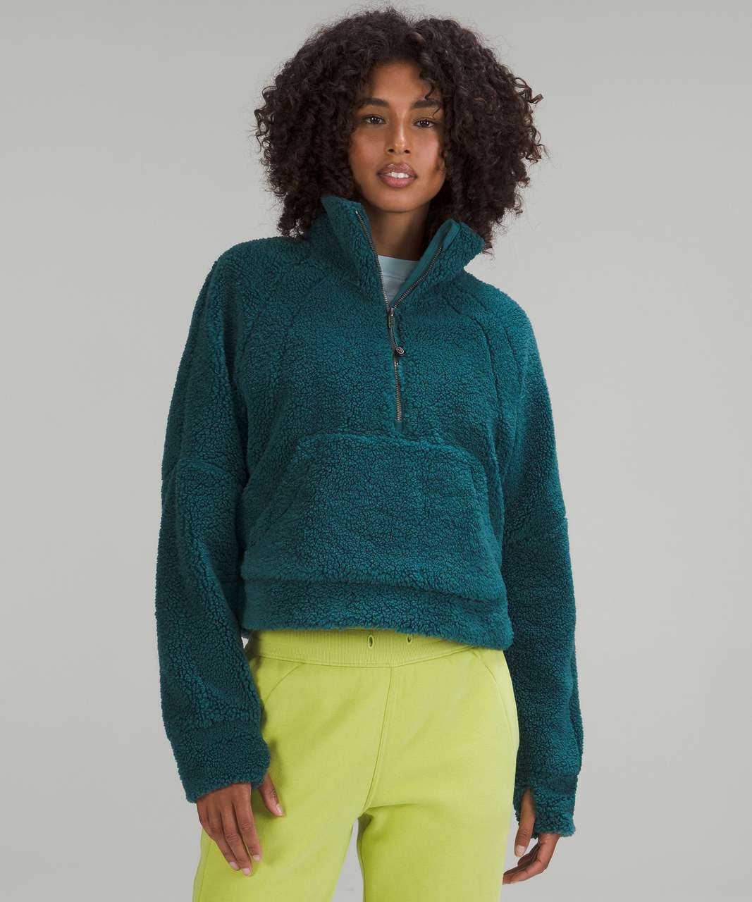 Lululemon Scuba Oversized Funnel Neck Half Zip - Green Foliage - lulu  fanatics