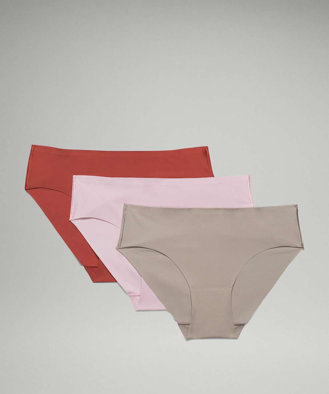 Lululemon InvisiWear Mid-Rise Bikini Underwear 3 Pack - Gull Grey / Pink Peony / Cayenne