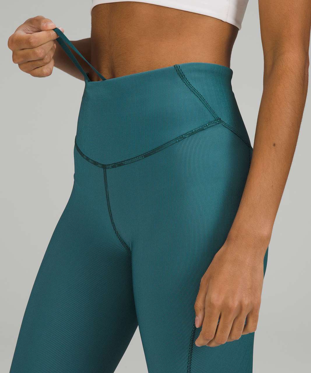 Lululemon Base Pace High-Rise Crop 23" *Two-Tone Ribbed - Green Jasper / Blue Chill