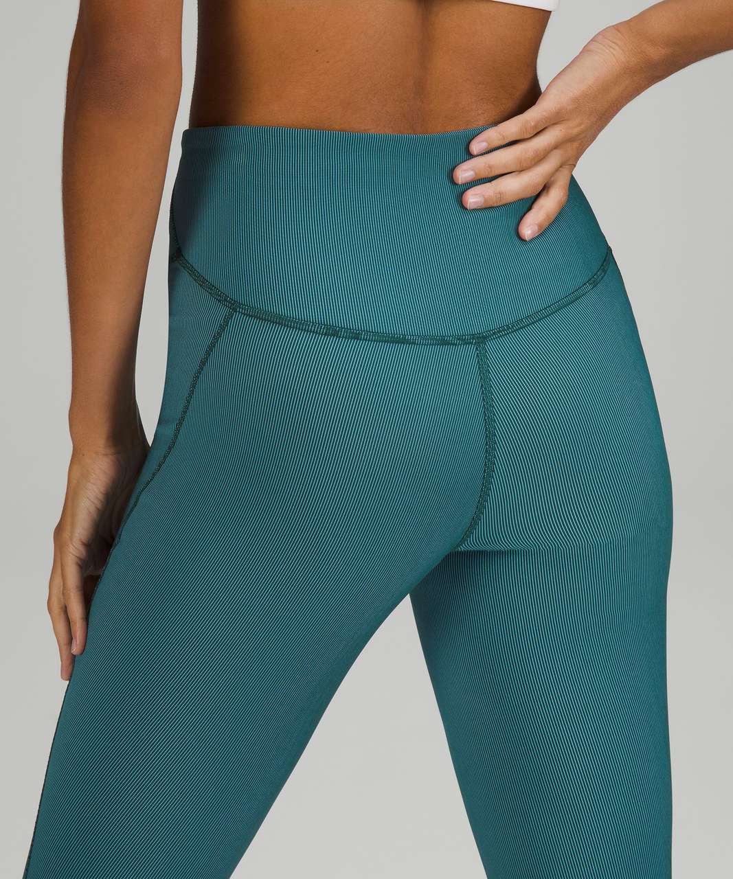 Lululemon Base Pace High-Rise Crop 23" *Two-Tone Ribbed - Green Jasper / Blue Chill