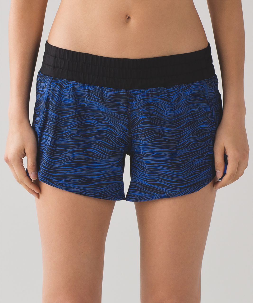 Lululemon Tracker Short IV (4") - Life Lines Cerulean Blue Black / Black