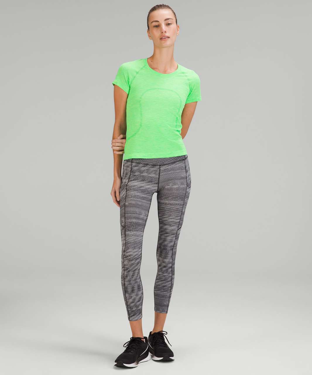 Lululemon Limited Edition Swiftly Tech Short Sleeve Shirt *Race Length - Chroma Check Scream Green / Chroma Scream Green