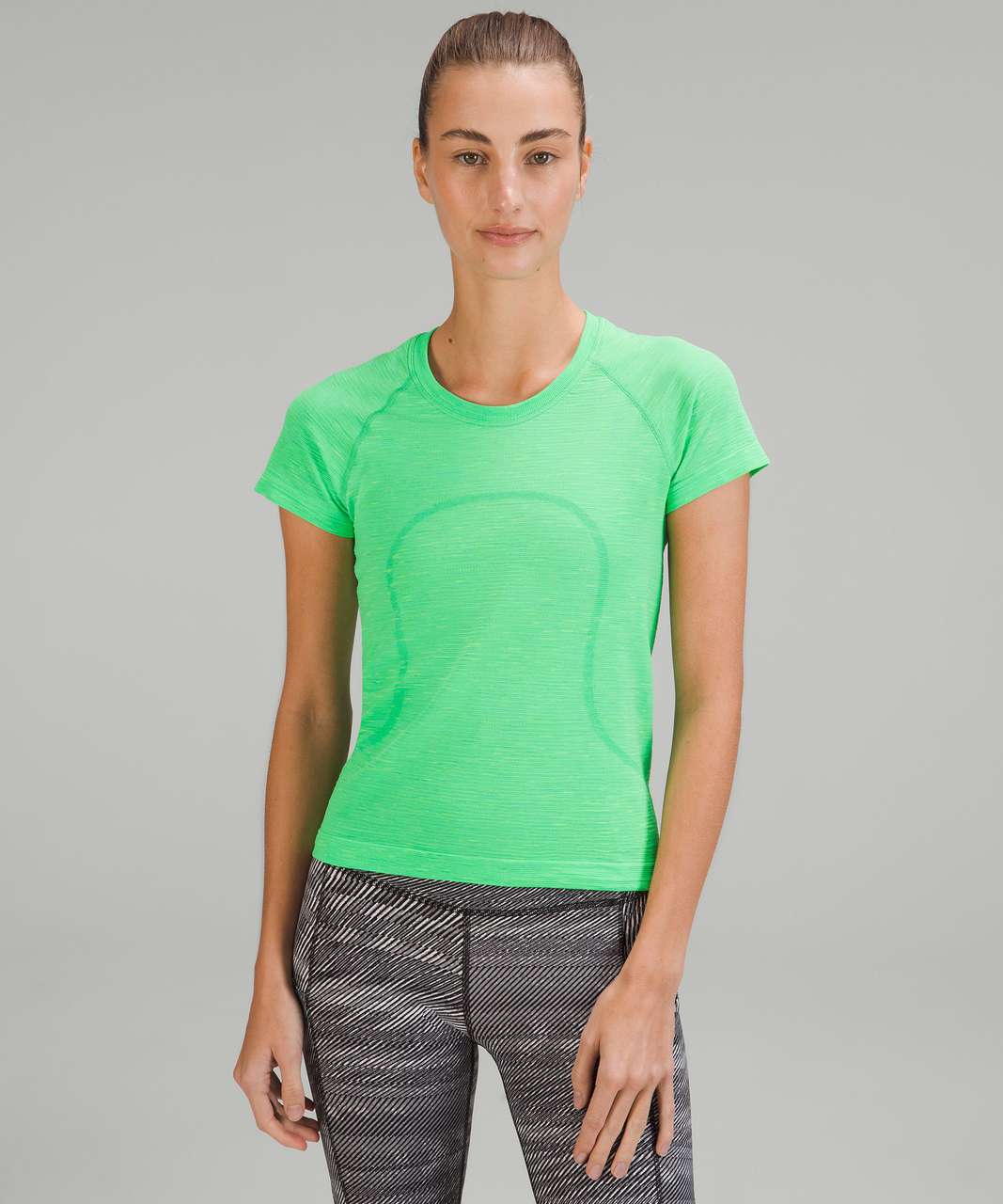 Lululemon Limited Edition Swiftly Tech Short Sleeve Shirt *Race Length -  Chroma Check Scream Green / Chroma Scream Green - lulu fanatics