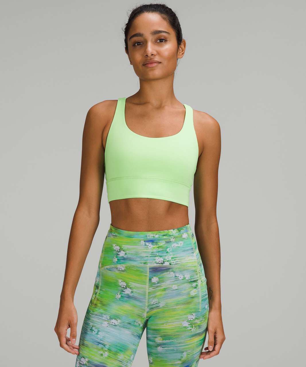 Lululemon Limited Edition Energy Longline Bra *Medium Support, B–D Cups -  Scream Green Light - lulu fanatics