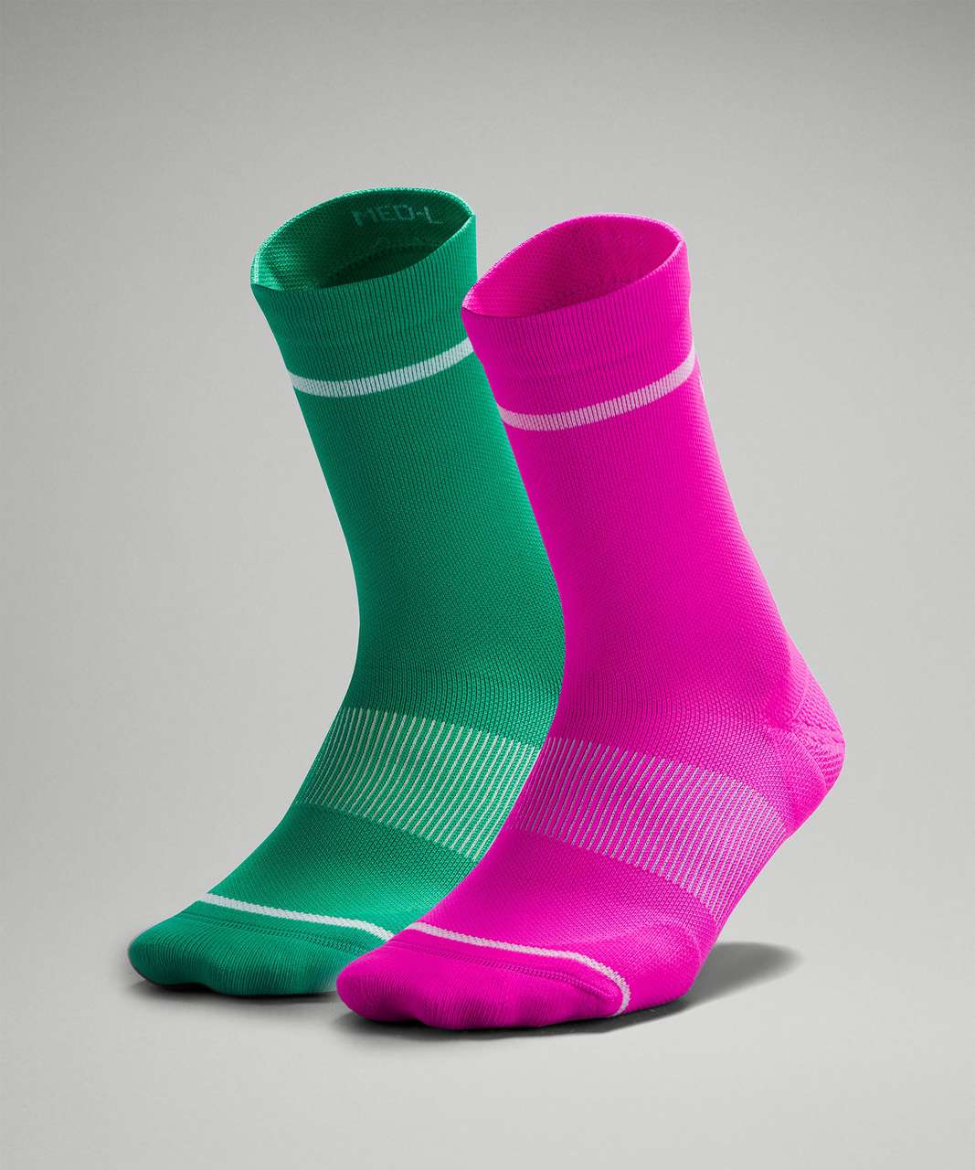 Lululemon Womens Power Stride Crew Sock 2 Pack - Pow Pink / Maldives Green