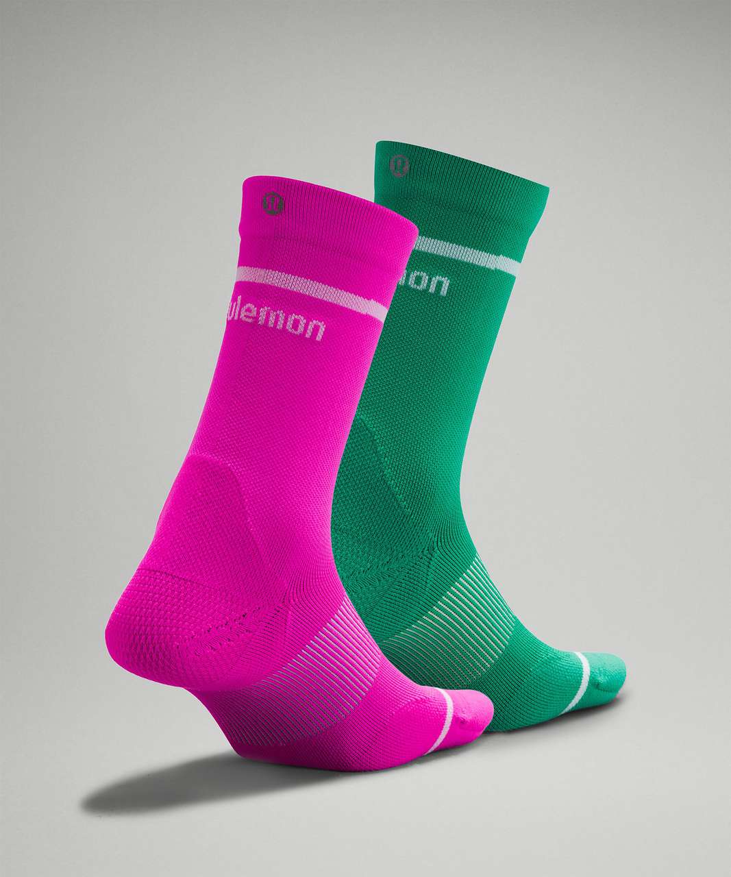 Lululemon Womens Power Stride Crew Sock 2 Pack - Pow Pink / Maldives Green