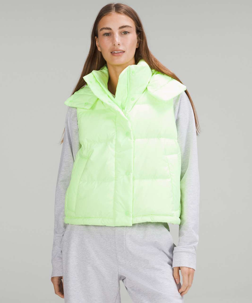 Sz 10 NWT Lululemon Wunder Puff Jacket Faded Zap Green Yellow 600 Down  Puffer