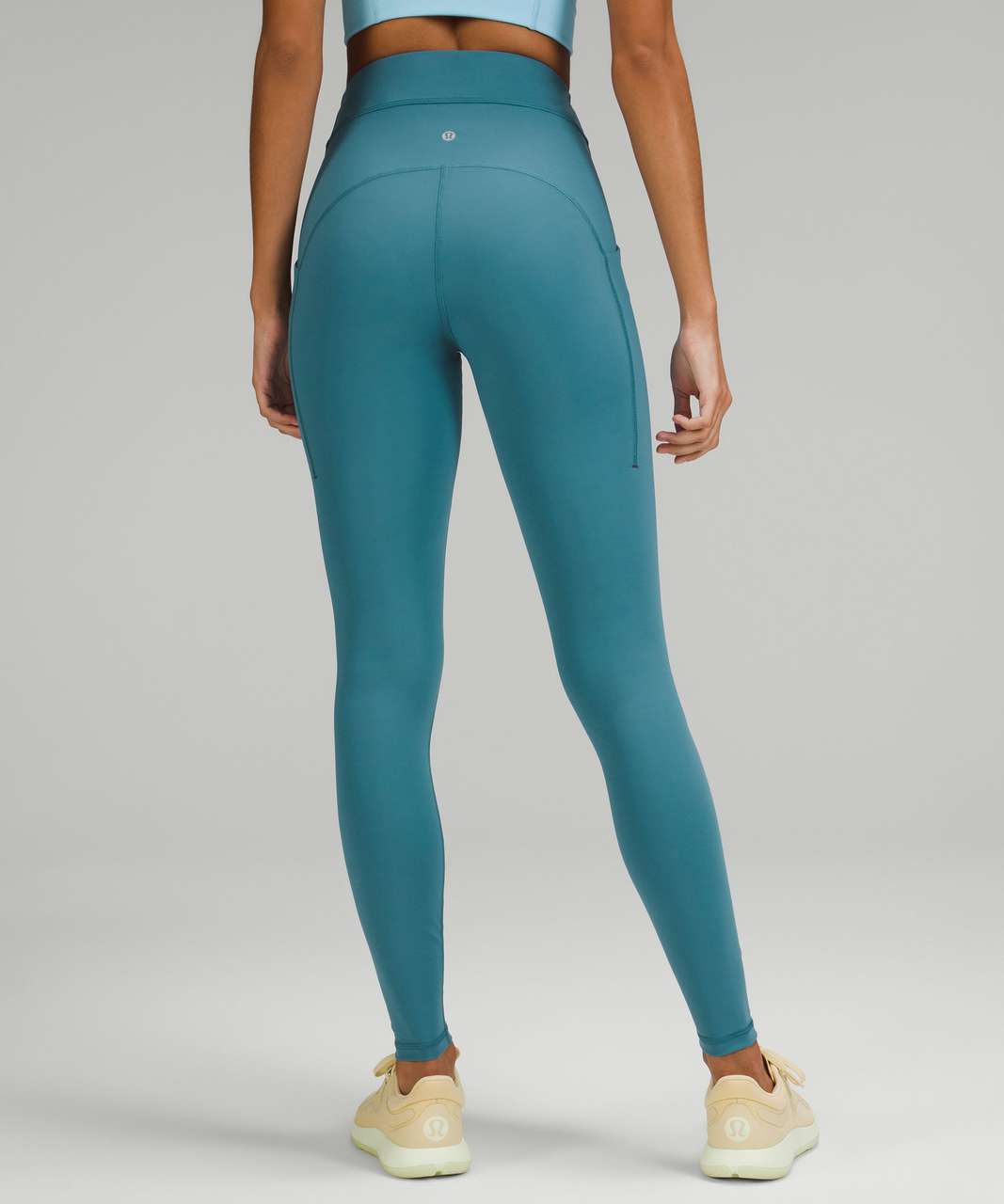 Lululemon Women's 4 Long Leggings Size 4 Yoga Workout Pants Blue Reflective  EUC