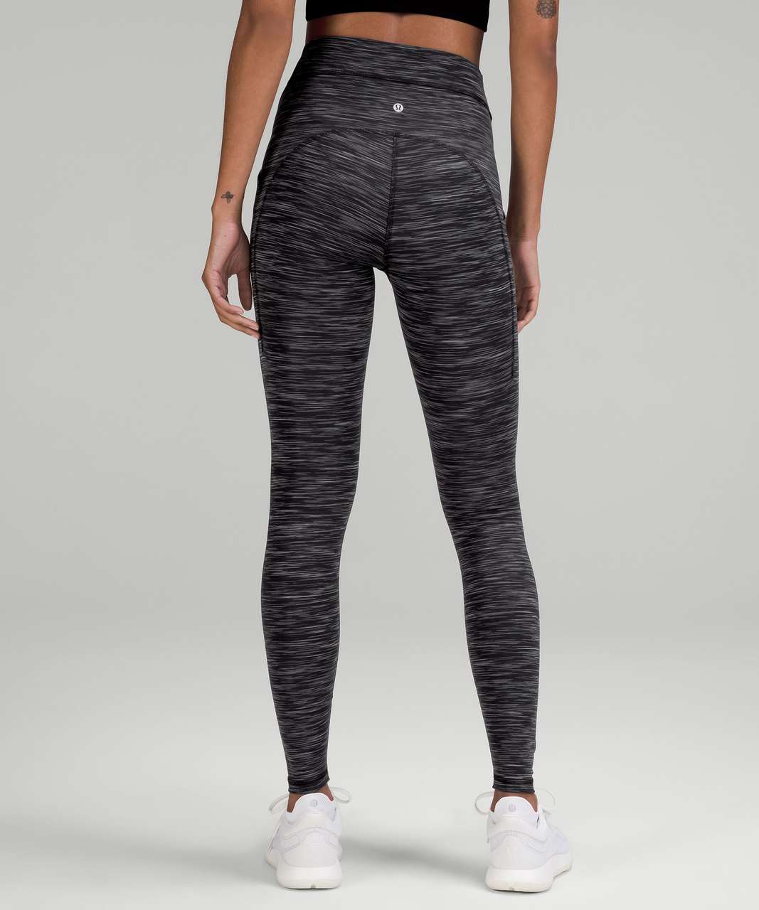 Power High-Waist Leggings with Stripes, Black/White