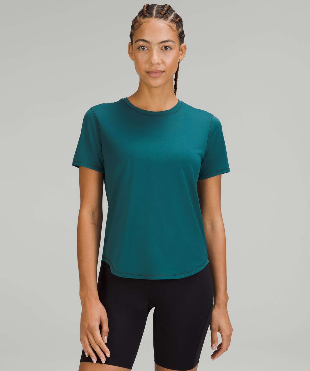 Lululemon High-neck Running And Training T-shirt In Green Twill