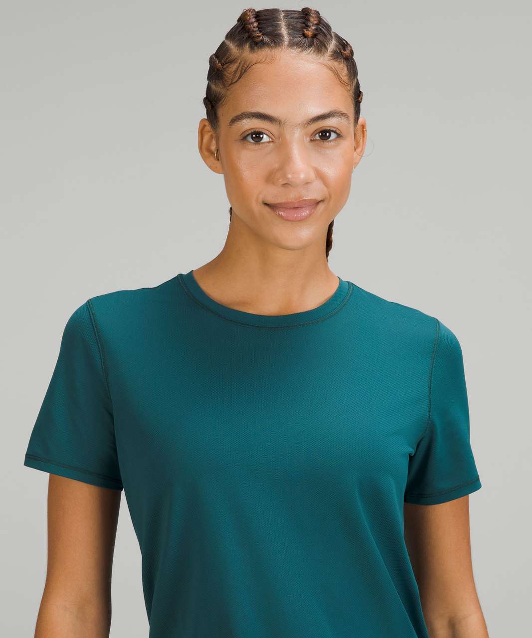 Melange Split Neck T-shirt, Medium Green