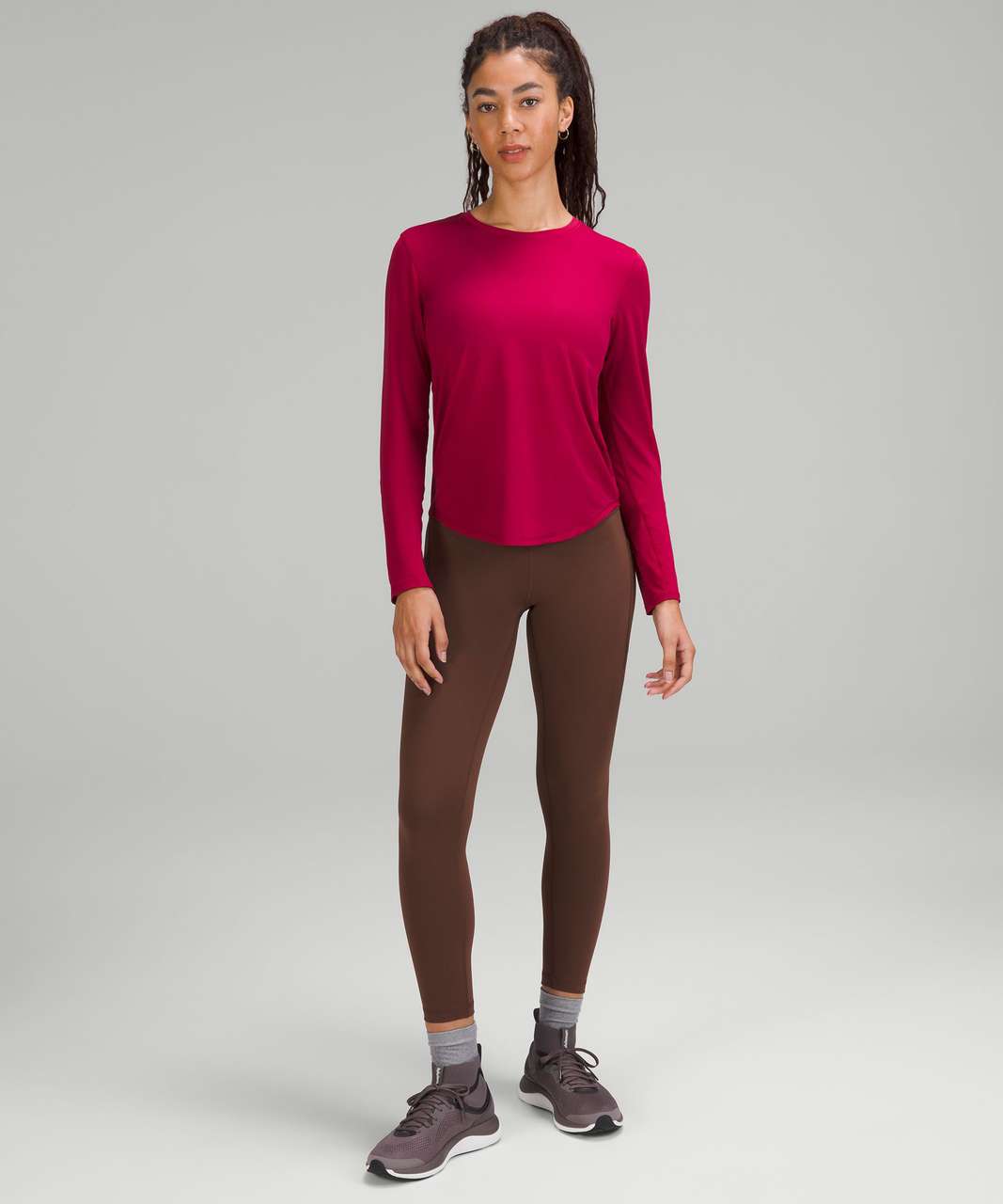 Lululemon High-Neck Running and Training Long Sleeve Shirt - Pomegranate