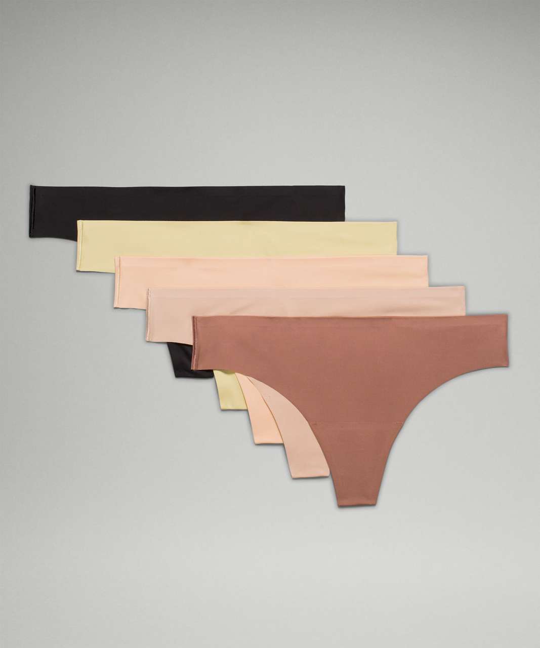 Lululemon InvisiWear Mid-Rise Thong Underwear 5 Pack - Black / Sunbeam /  Desert Dust / Misty Shell / Twilight Rose - lulu fanatics