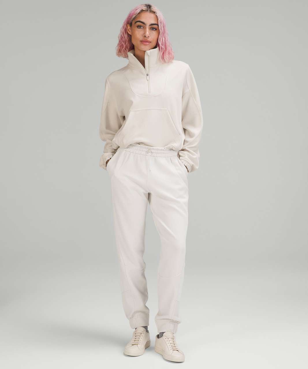 Lululemon Brushed Softstreme Ribbed Half Zip - White Opal - lulu