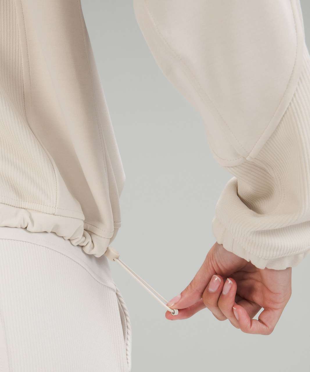 Lululemon Brushed Softstreme Ribbed Half Zip - Bone - lulu fanatics