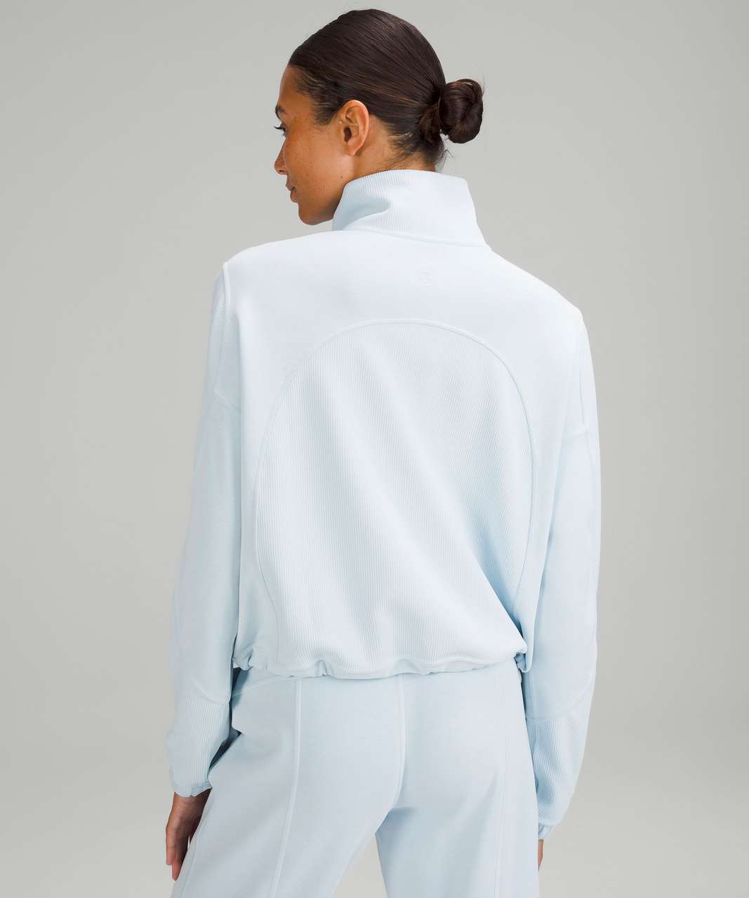 Lululemon Brushed Softstreme Ribbed Half Zip - Powder Blue - lulu fanatics