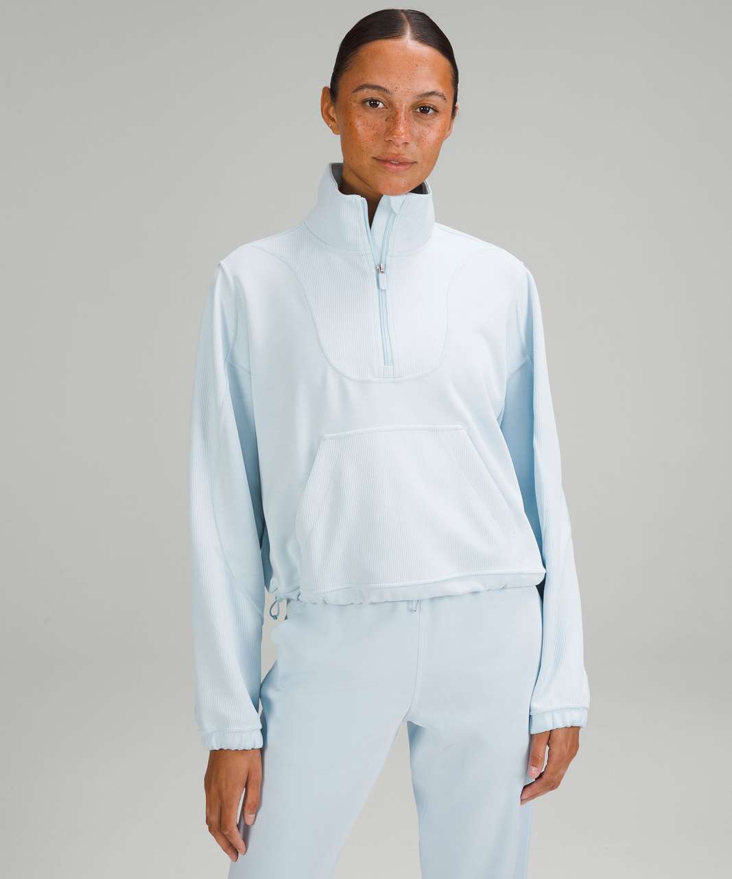 Lululemon Brushed Softstreme Ribbed Half Zip - Powder Blue - lulu