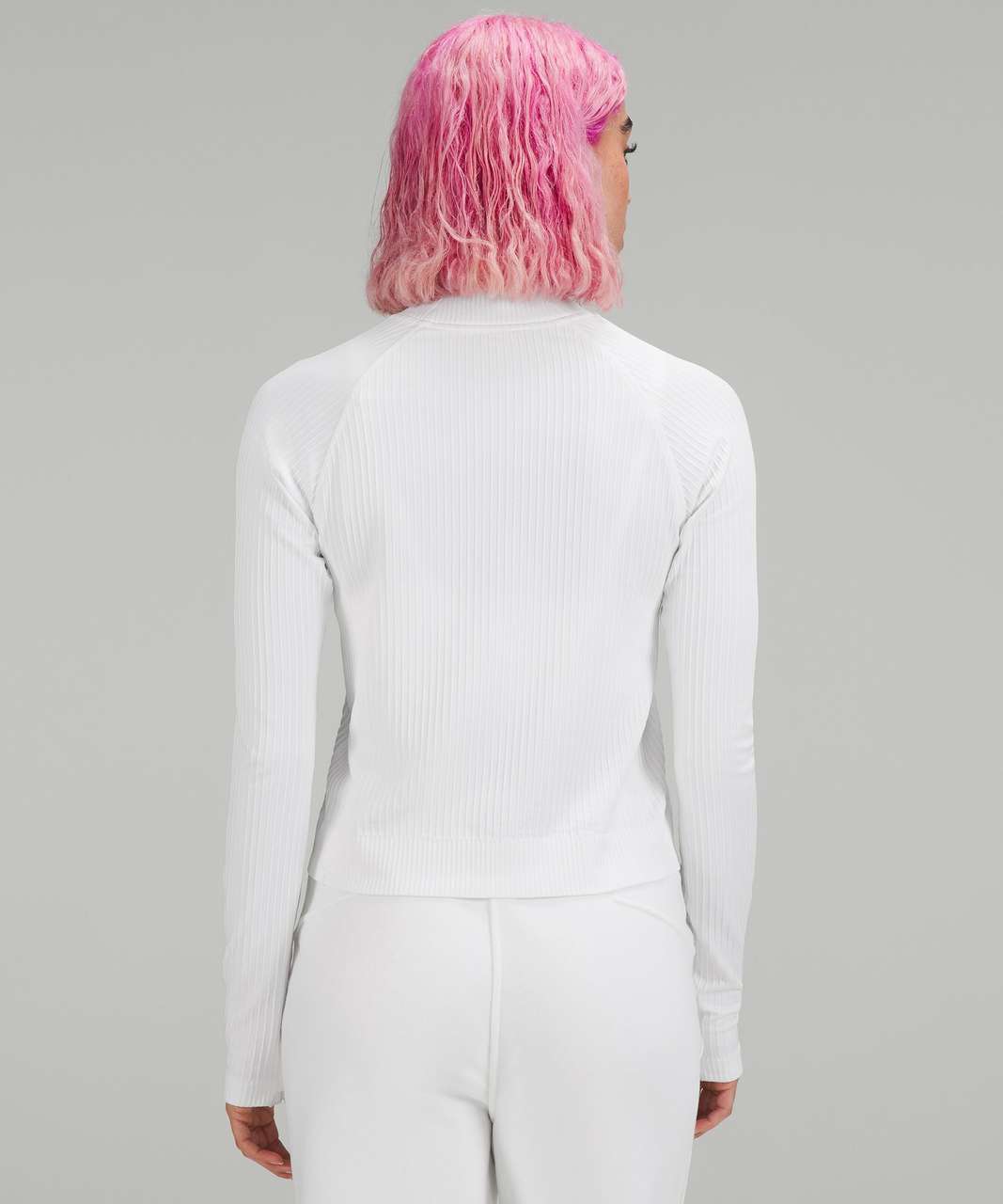 Lululemon Rest Less Cropped Half Zip - Colour Rib White / White - lulu  fanatics