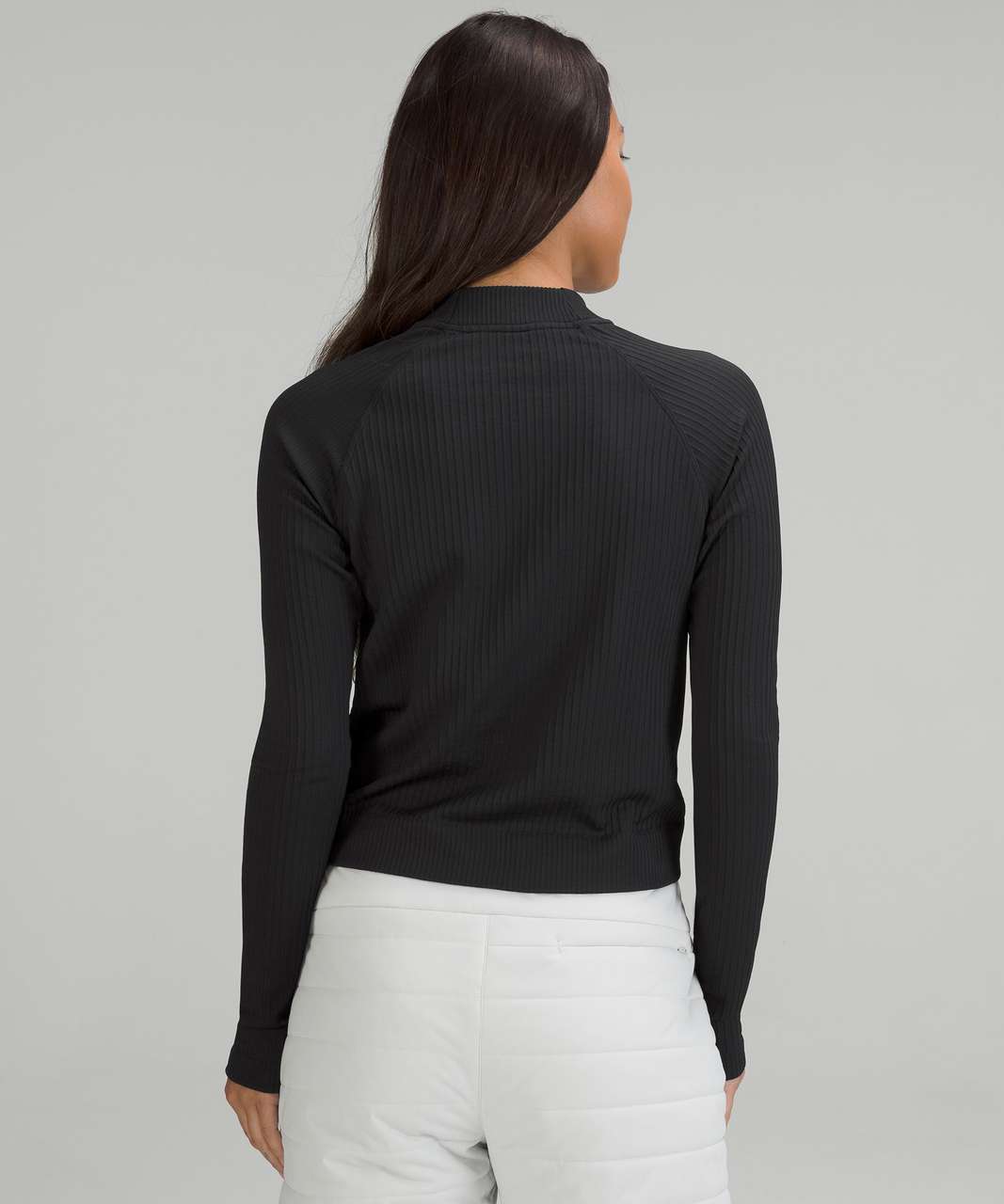 Lululemon Rest Less Cropped Half Zip - Colour Rib Black / Black