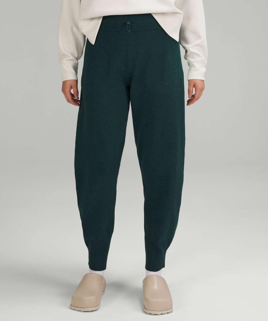 Lululemon Cotton-Cashmere Knit Mid-Rise Jogger - Heathered Green Jasper