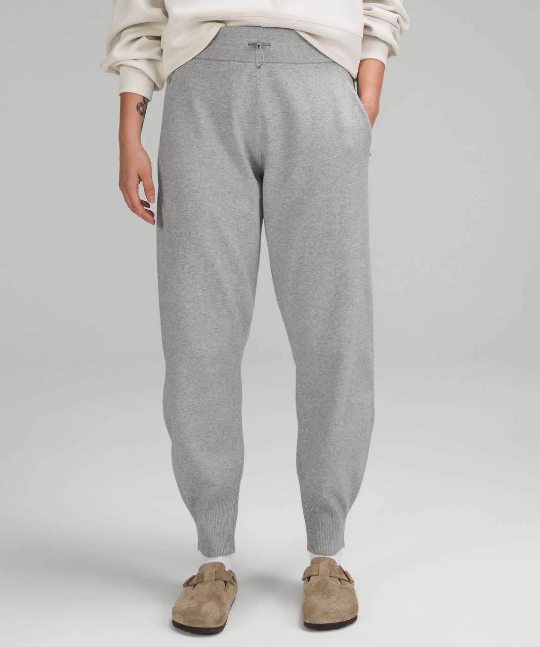 Lululemon Cotton-Cashmere Knit Mid-Rise Jogger - Heathered Gull Grey