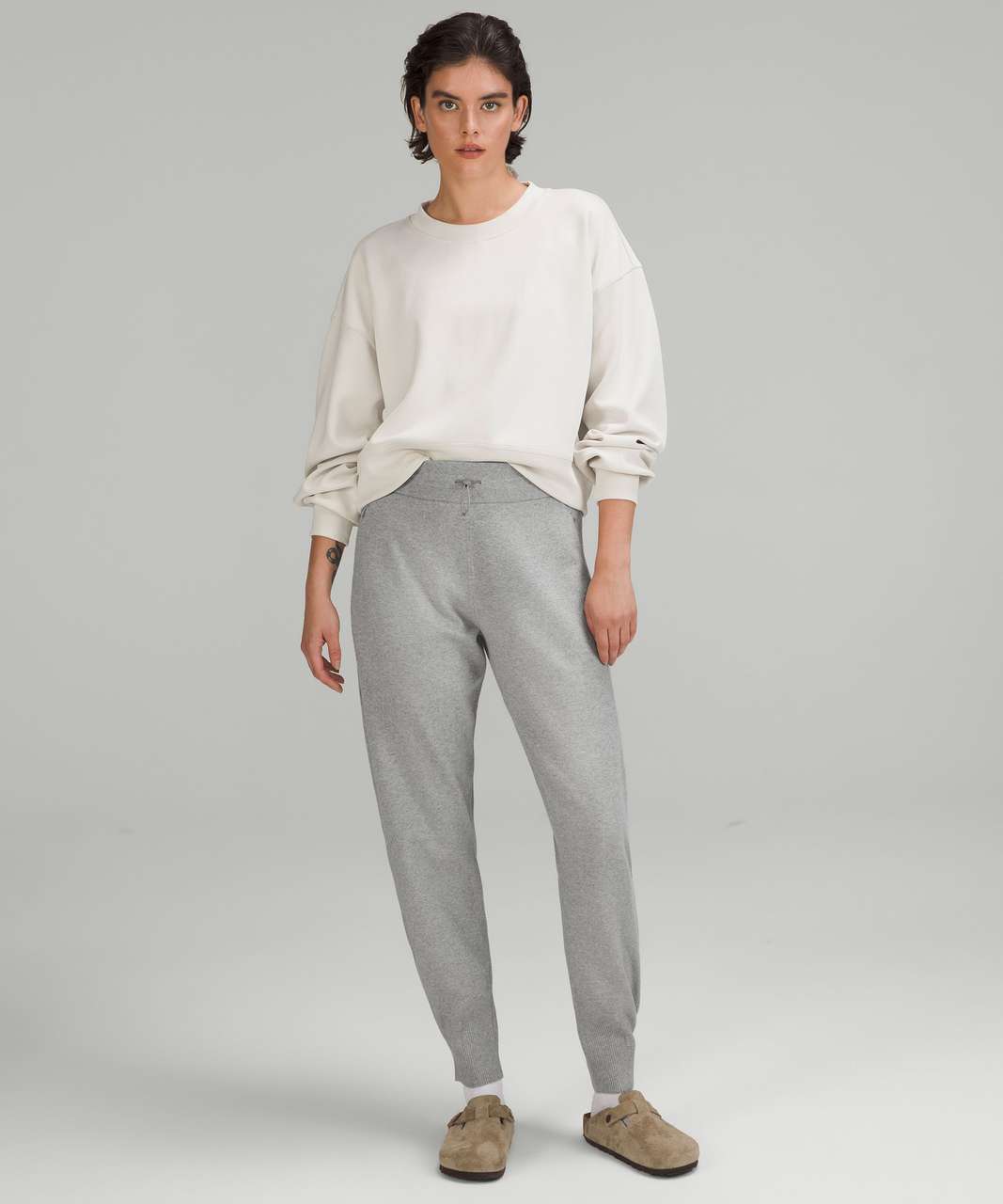 Lululemon Cotton-Cashmere Knit Mid-Rise Jogger - Heathered Gull Grey