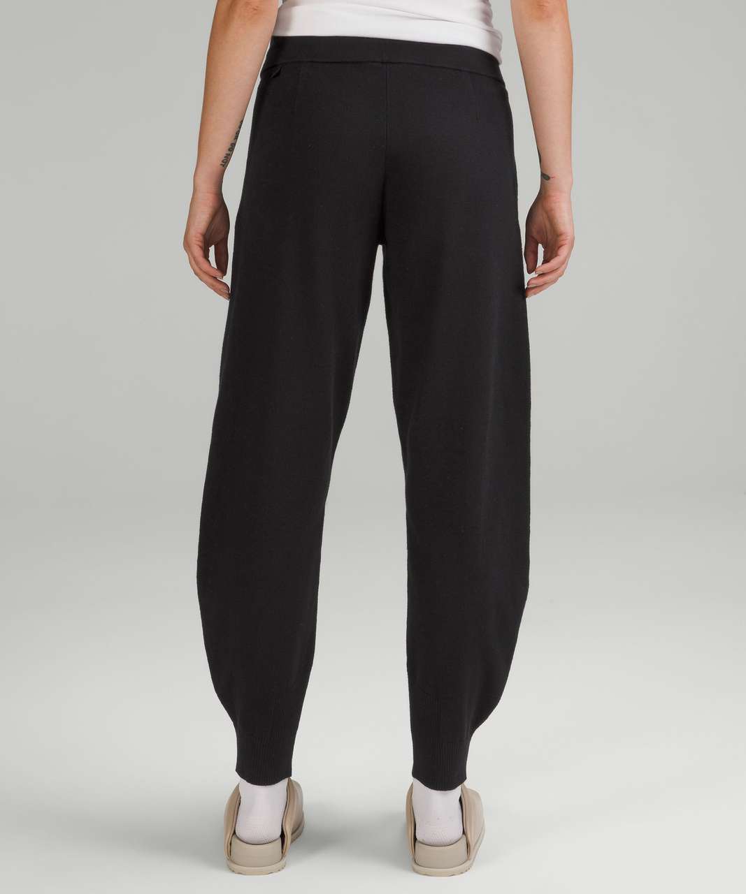 Lululemon Cotton-Cashmere Knit Mid-Rise Jogger - Black - lulu fanatics