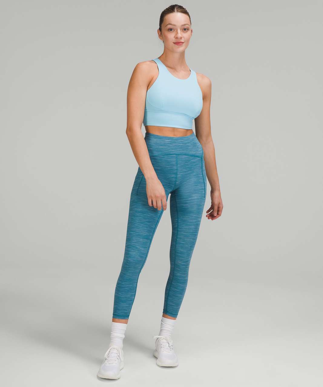 Lululemon Power Thru High-Rise Tight 25 - Heathered Capture Blue - lulu  fanatics