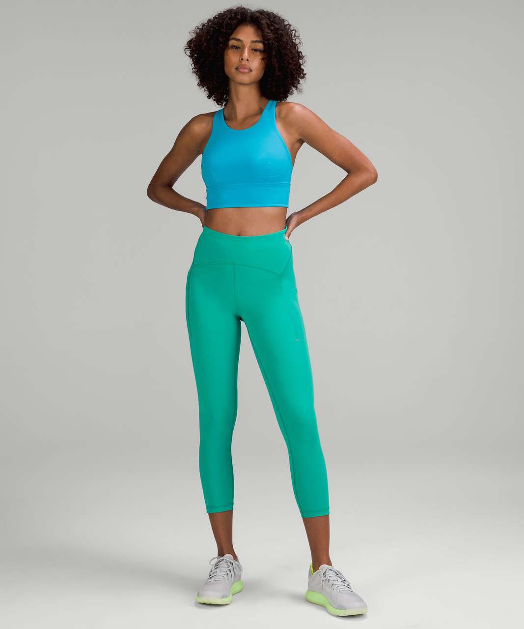 Lululemon Power Thru High Rise Crop 23 - Teal Lagoon - lulu fanatics