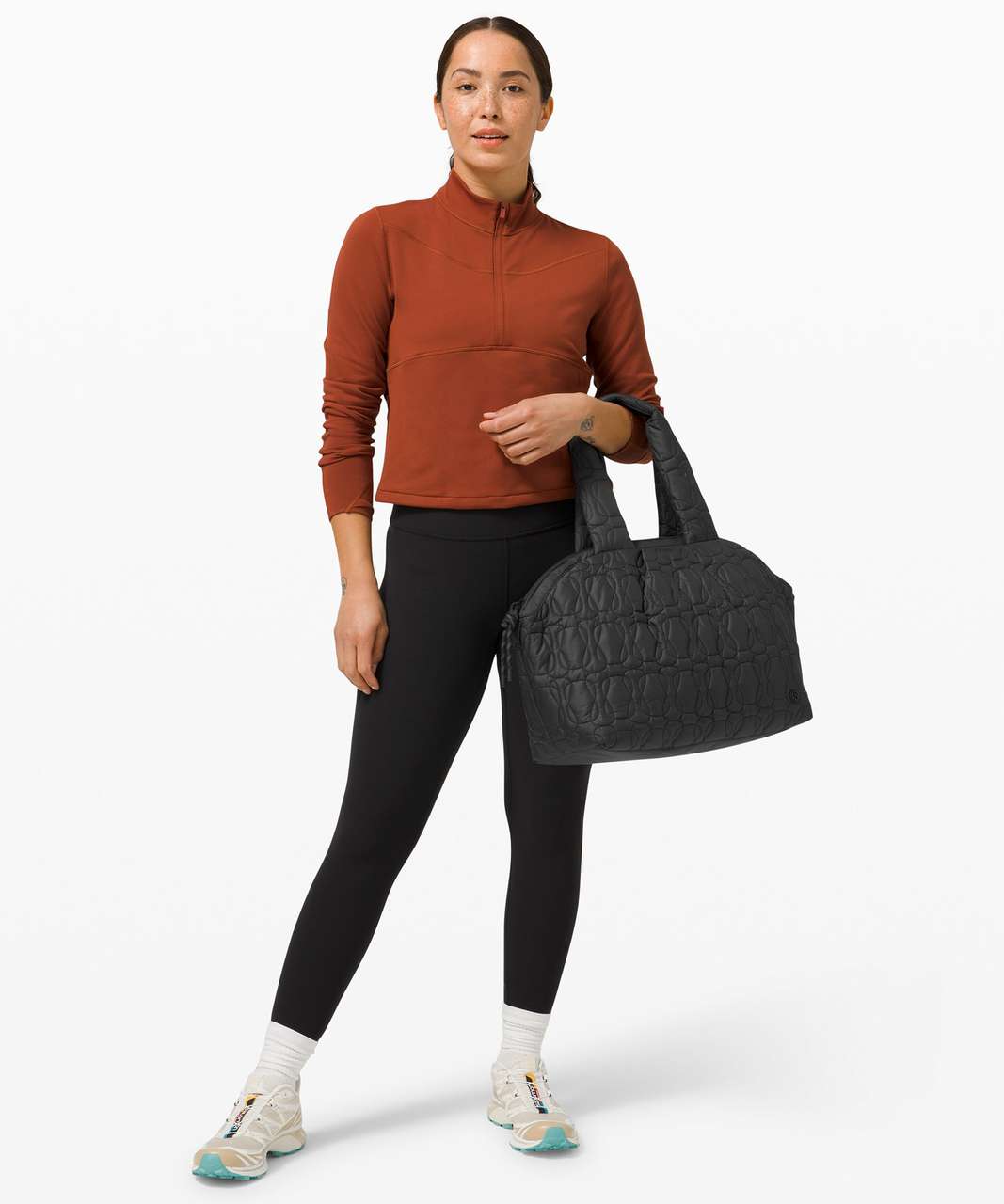 Black Quilted Grid tote bag, Lululemon