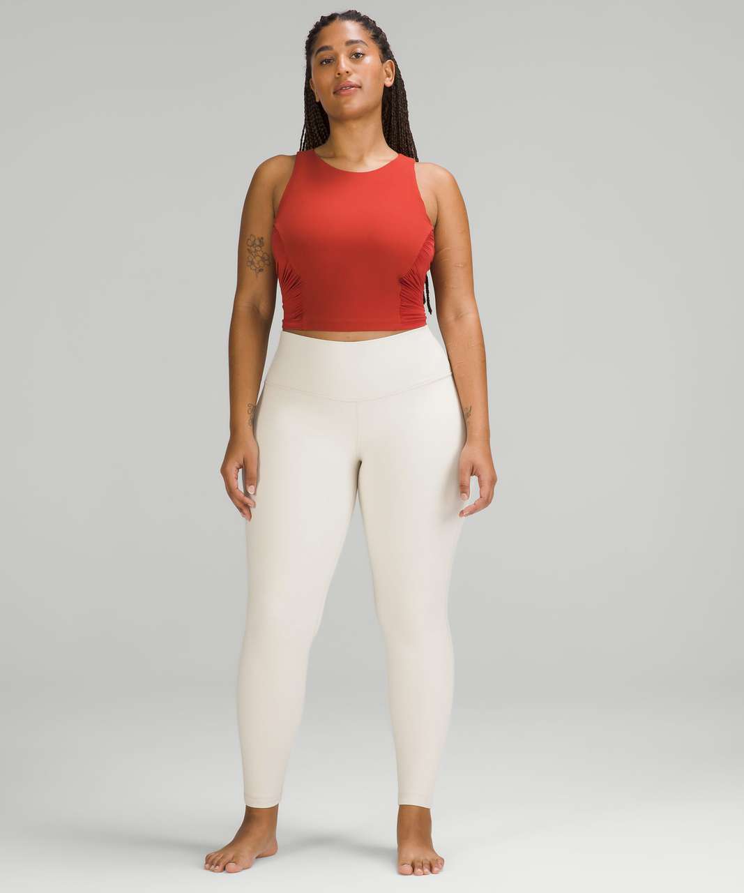 Lululemon Ribbed Straight Leg Super-High-Rise Crop 23 - Heathered White  Opal - lulu fanatics