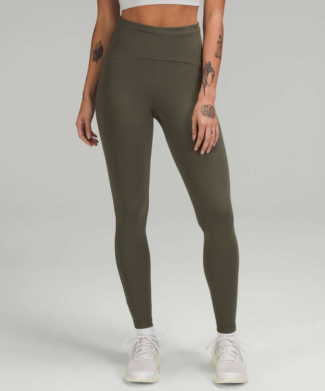 Lululemon Speed Tight IV Leggings Ruched Ankle Army Forest Green