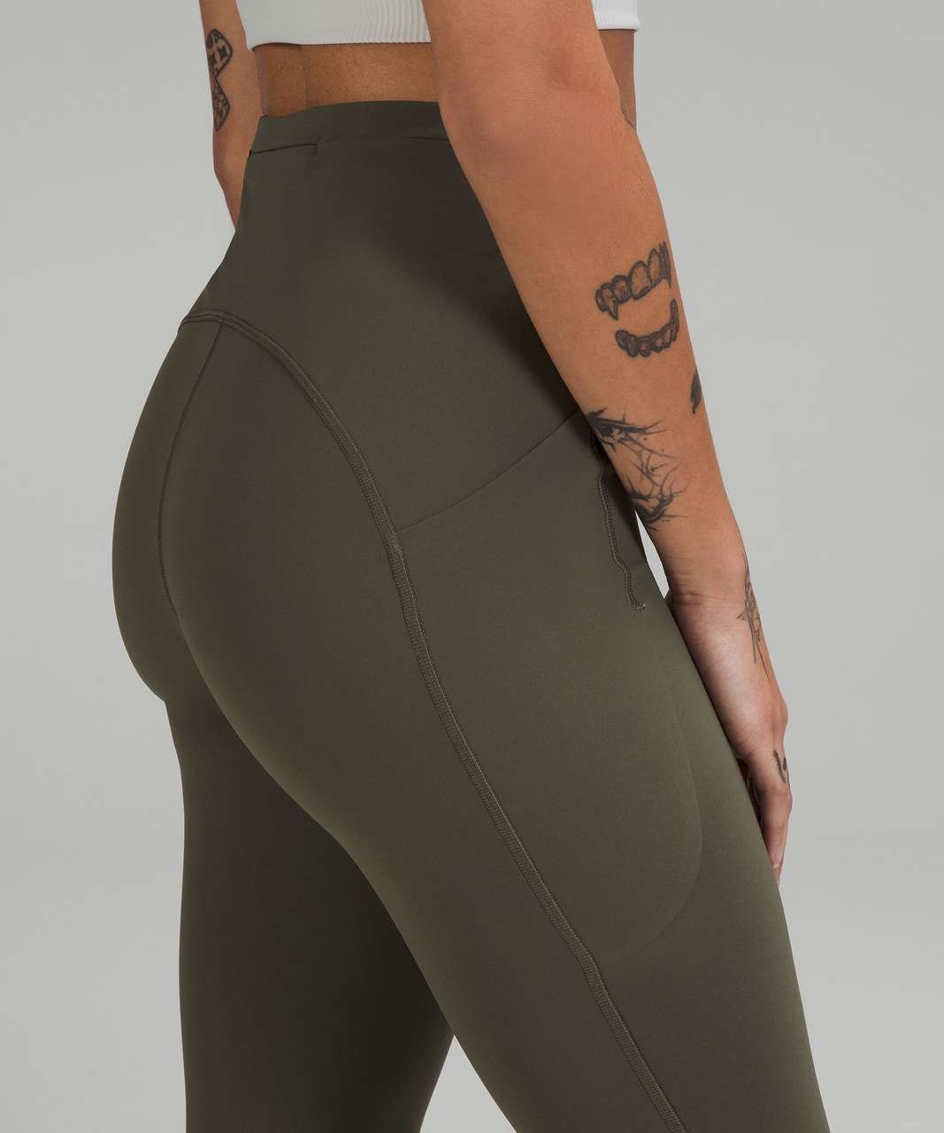 Lululemon Speed Tight IV Leggings Ruched Ankle Army Forest Green Size 6