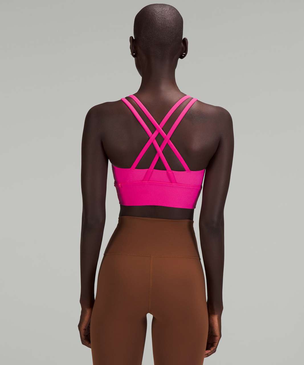 Longline Strappy Sports Bra in Hot Pink