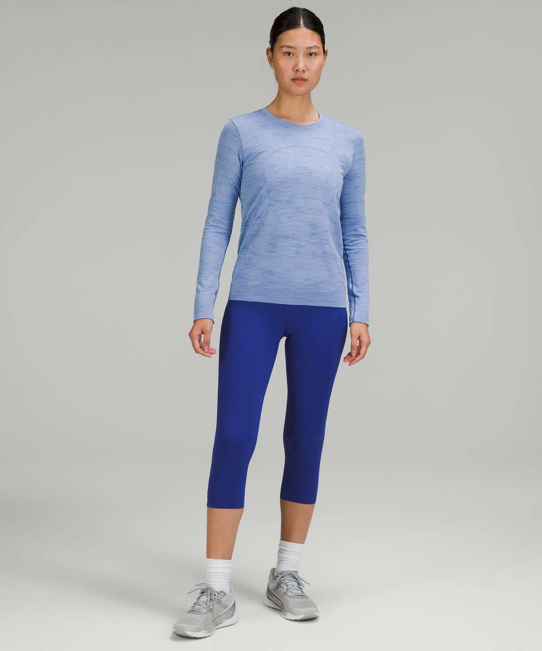 Lululemon Swiftly Relaxed-Fit Long Sleeve Shirt - Chroma Check Stripe Wild Indigo / Wild Indigo Multi / Powder Blue