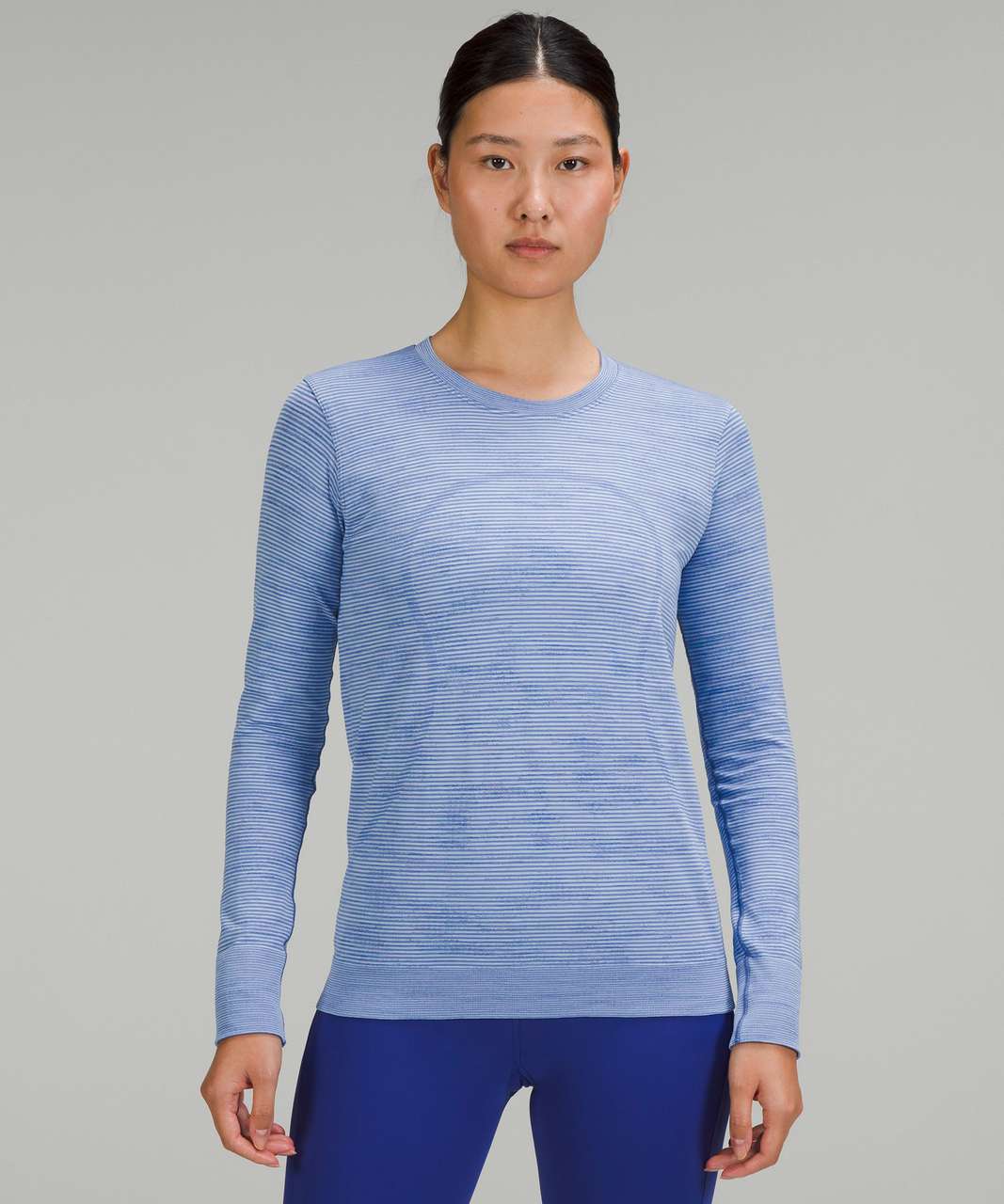 Lululemon Swiftly Relaxed-Fit Long Sleeve Shirt - Chroma Check Stripe Wild Indigo / Wild Indigo Multi / Powder Blue