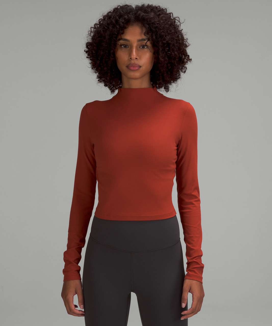 Lululemon All Aligned Mock Neck Long Sleeve Shirt - Cayenne - lulu