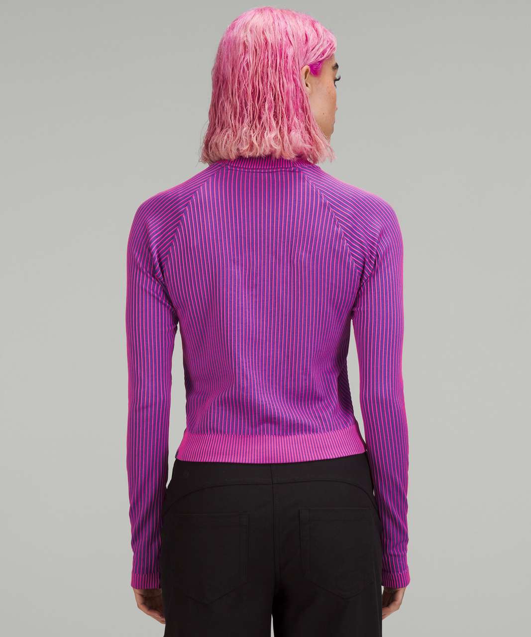 Lululemon Rest Less Cropped Half Zip - Colour Rib Psychic / Sonic Pink