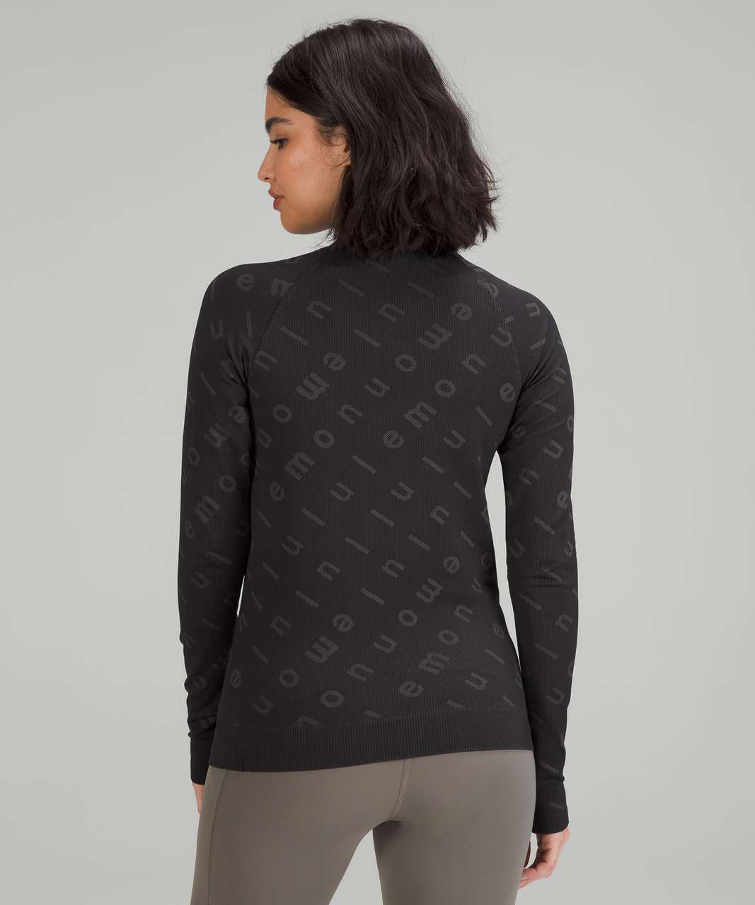 Lululemon Rest Less Pullover - Logo Letter Black / Graphite Grey