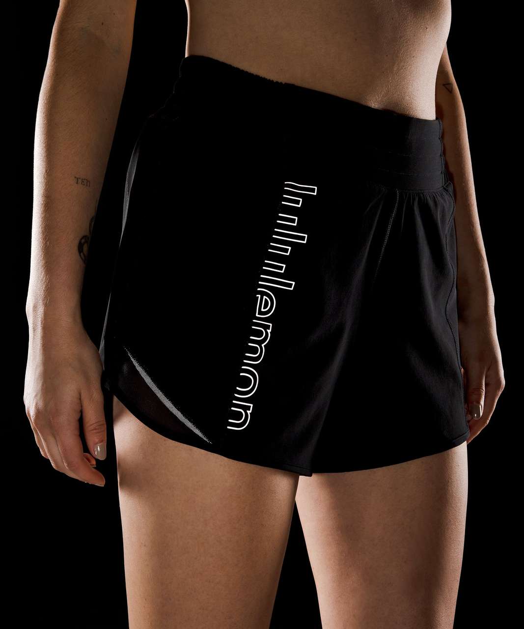 Lululemon Hotty Hot High-Rise Lined Short 4" *Graphic - Black / PANTONE 8042 C