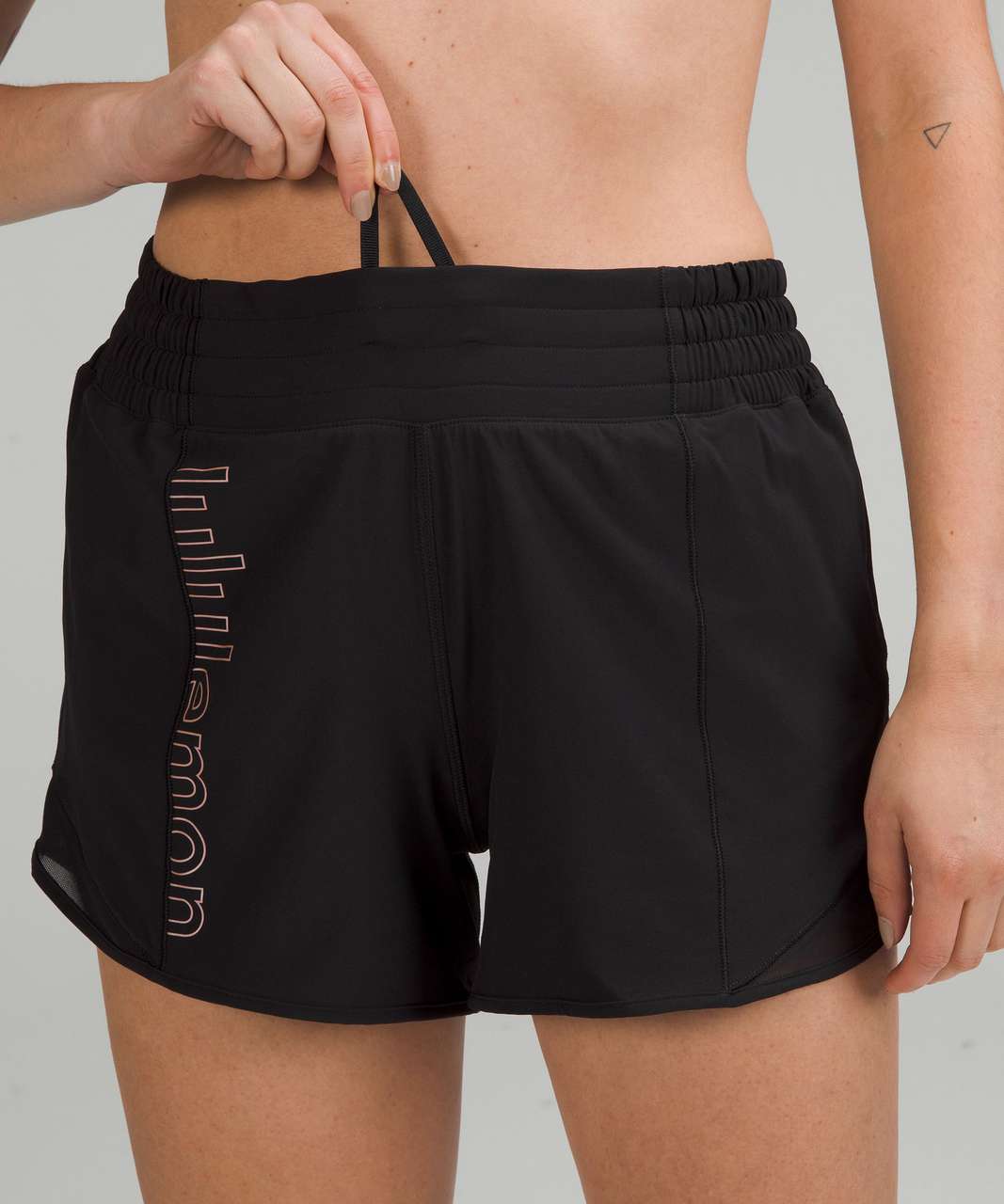 Lululemon Hotty Hot High-Rise Lined Short 4" *Graphic - Black / PANTONE 8042 C