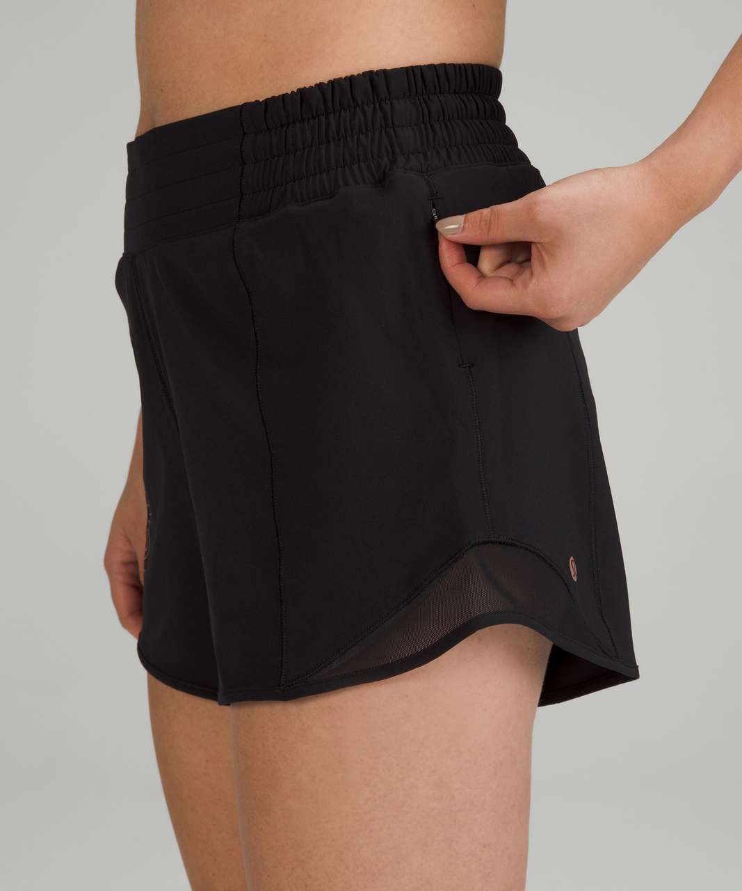 Lululemon Hotty Hot High-Rise Lined Short 4" *Graphic - Black / PANTONE 8042 C