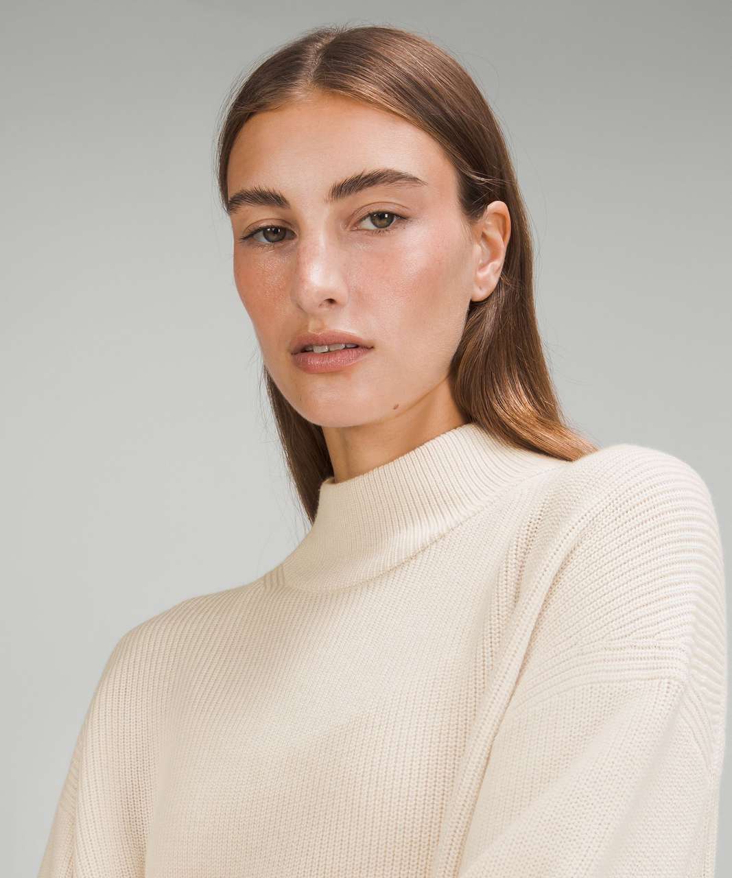 Lululemon Merino Wool-Blend Ribbed Turtleneck Sweater - White Opal