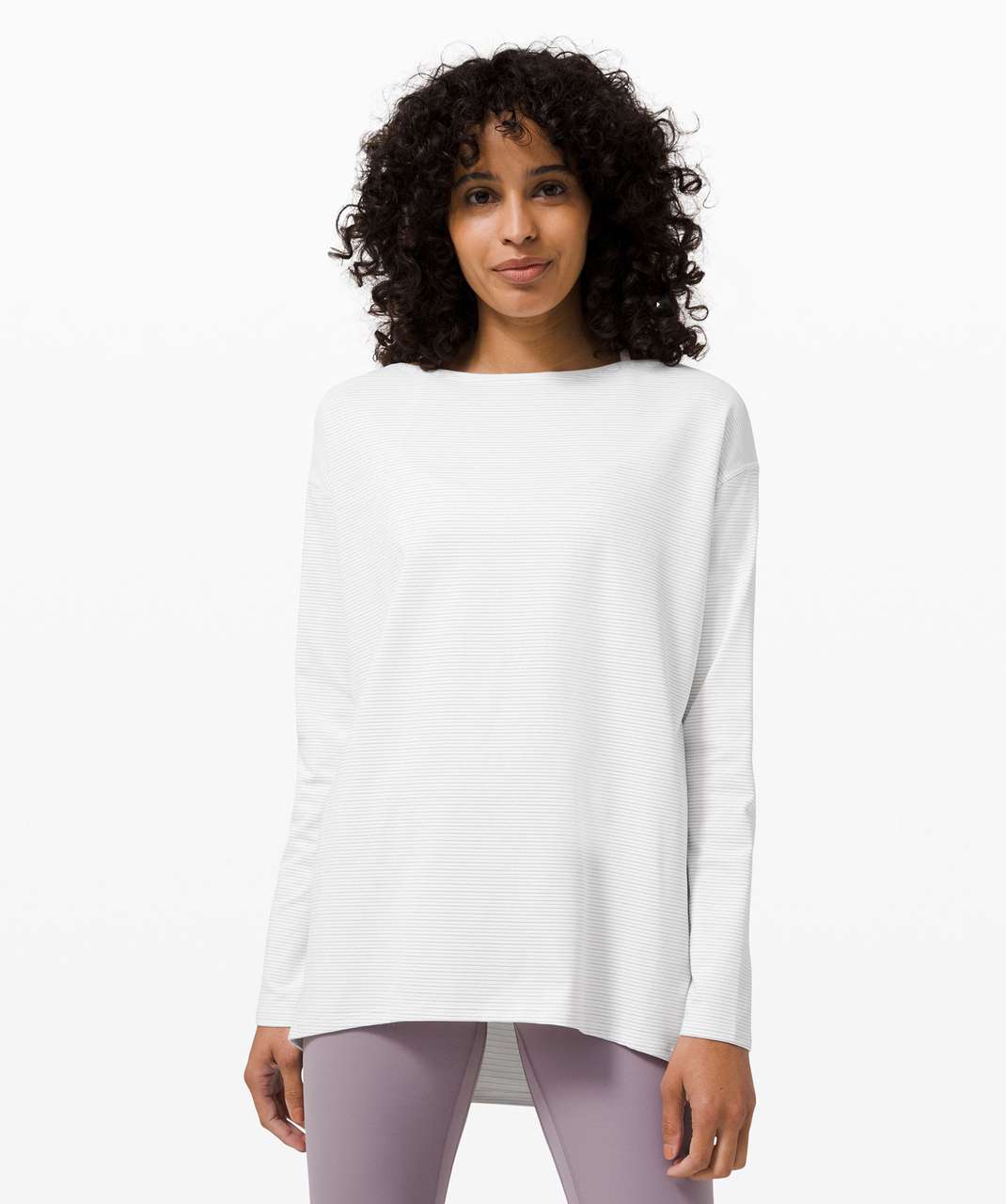 NEW Women Lululemon Back in Action Long Sleeve Heathered Spiced Chai White  2