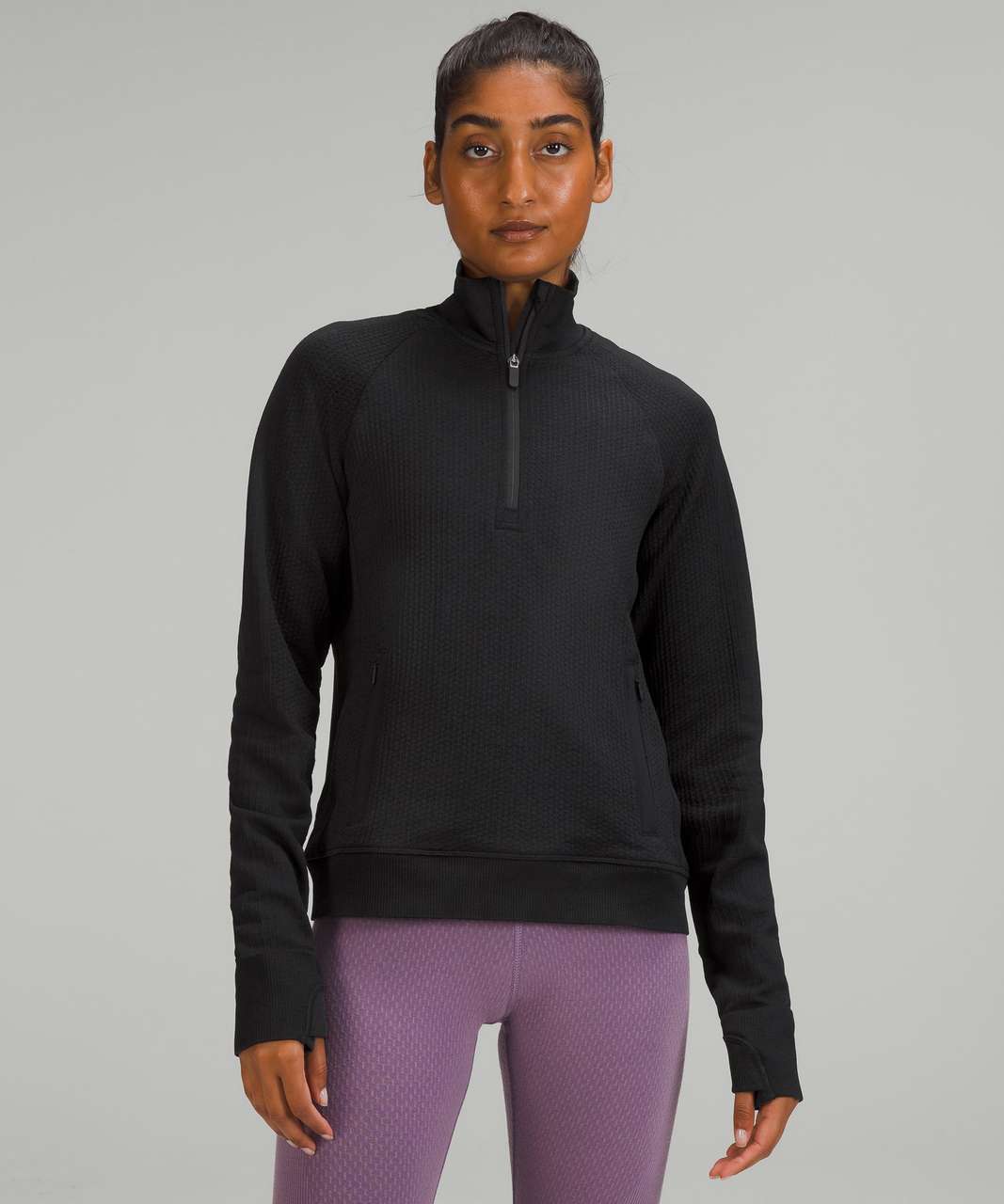 Lululemon Engineered Warmth Half-Zip - Black / Black - lulu fanatics