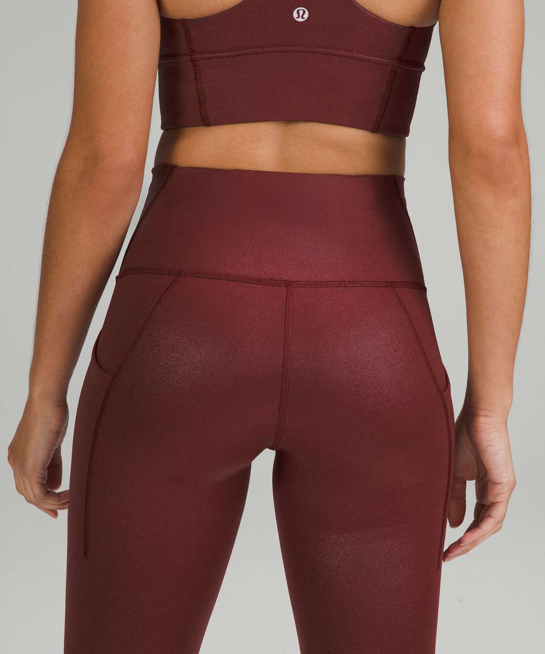 Lululemon Wunder Train High-Rise Tight with Pockets 25 *Foil - Radiate Foil  Print Red Merlot - lulu fanatics