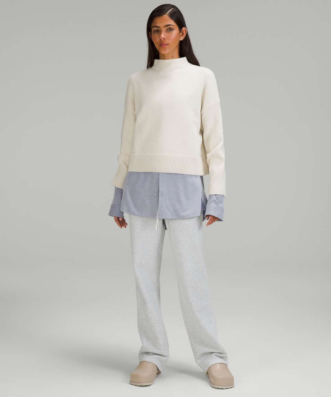 Lululemon Brushed Cotton Merino Blend Mockneck - Bone